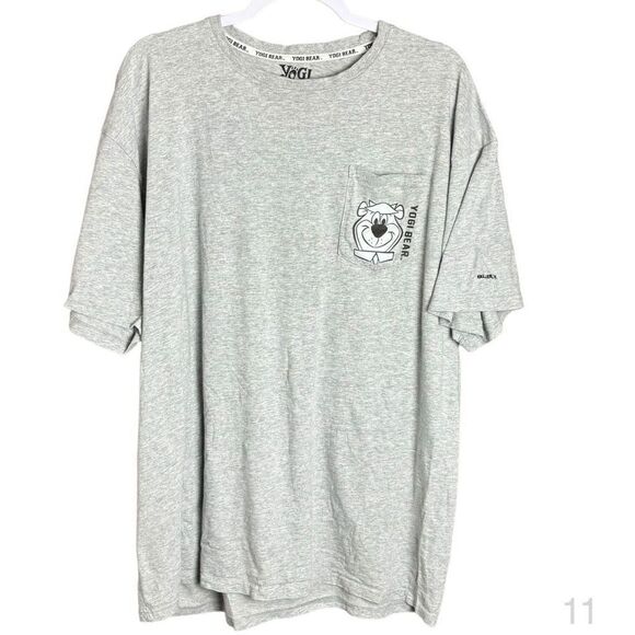 yogi bear mens 2xl gray logo long sleeve crew neck outdoor school tee shirt - Picture 2 of 9